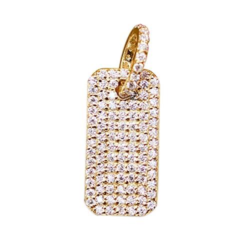 Yellow Gold Plated Moissanite Sterling Silver Dog Tag Charms, 925 Silver Dog Tag Charms, Moissanite Pendant Charms, Silver Charms, Moissanite Pendant Jewelry #TOP6