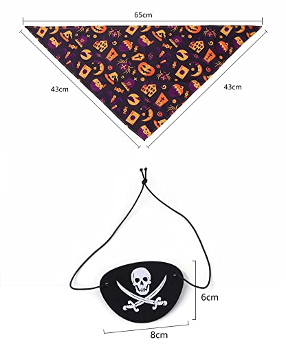 Wbesty 3 Pcs Pet Pirate Costume Halloween For Dogs Cats With Skull Hat, Bandana And Eye-Patch, Halloween Carnival Costume Party Cosplay Dress Up, Black #TOP6
