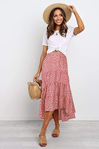 Simplefun Maxi Skirts For Women Summer Classic A-Line Flowy Swing Asymmetric Skirt (Floral7,S) #TOP1