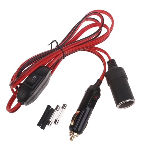 YROHGKPN 12V 24V Auto Encendedor de Coche Alargador de Encendedor de Coche con Interruptores Conector A Hembra Cable de Extensión 360W Accesorios de Vehículo Cable Cargador Coche Ventilador Cable de