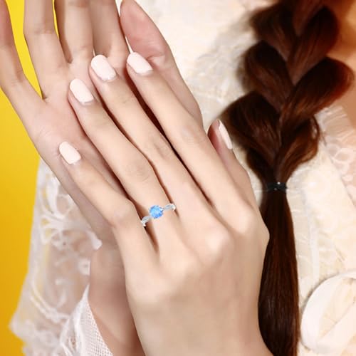 Aihpos 1ct 1.5ct 2ct Moonstone Engagement Ring - Round Moonstone Rings for Women White Yellow Rose 10K 14K 18K Gold 925 Sterling Silver with Moissanite Moonstone Proposal Ring2