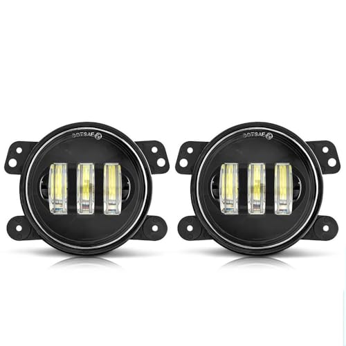 Feux antibrouillard LED 4 pouces pour remplacer phares jaunis de Jeep Wrangler