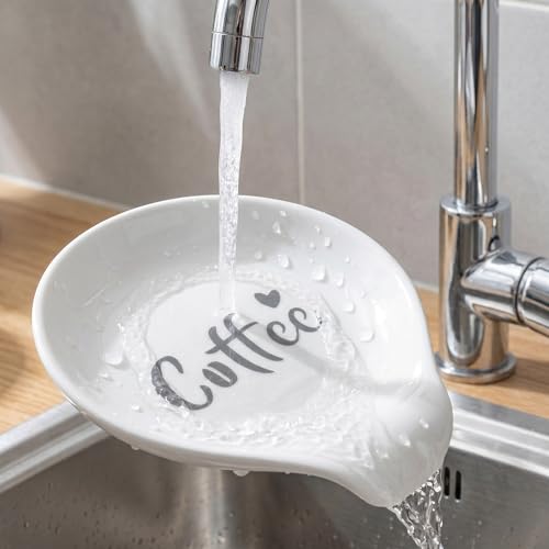 Toyvian Porcelain Coffee Spoon Rest Holder for Homes and Cafés, Mini Teaspoon Stand with Timeless Style, Keeps Spoons Off Surfaces and Maintains Cleanliness - Image 5