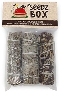 White Sage Smudge Sticks Mixed Bundle - 3 Pack - Incl California White Sage Desert Sage and Yerba Santa Handpicked Smudging Smudge Incense Sticks For Burning - Cleansing House Negative Energy