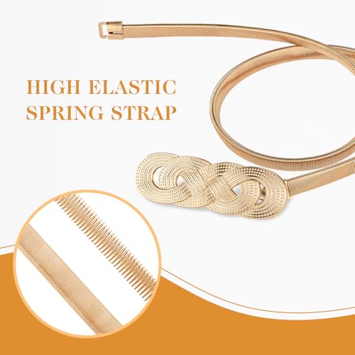 Gold Belt for Dresses Gold Waist Belt Ladies Gold Belt Women Fancy Womens Metal Stretch Elastic Skinny Thin Belt4