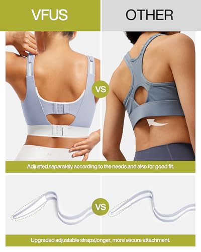 Image of Adjustable High Impact Sports Bras for Women Zip Front Full Coverage and Lift Padded Compression Tops