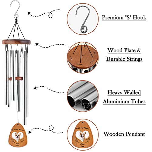 Image of Personalized Custom Wind Chimes Memorial Gift for Loss of Loved One Mother Dad Mom Dog Pets Customized Outdoor Sympathy Wind Chimes with Photo Text