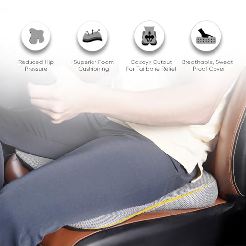 Image of Frido Ultimate Car Comfort Combo | Neck Rest, Backrest & Wedge Seat Cushion Combo of 3 | Ergonomic Neck, Back & Seating Support | Driving & Daily Commutes | Posture Correction | Universal Fit | Grey