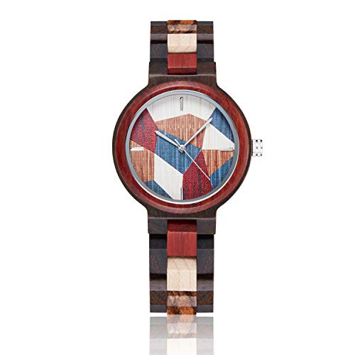 GOREBN Wooden Watches for Women Colorful Handmade Bamboo Ladies Watches Luxury Quartz Wrist Watches Womens Lightweight