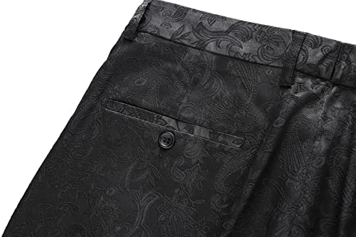Mens Jacquard Floral Dress Pants Slim Fit Tuxedo Suit Pants4