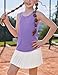 Zaclotre Girls Pleated Racerback Tank Tops Athletic Workout Sport Shirts for Running Gym Lilac