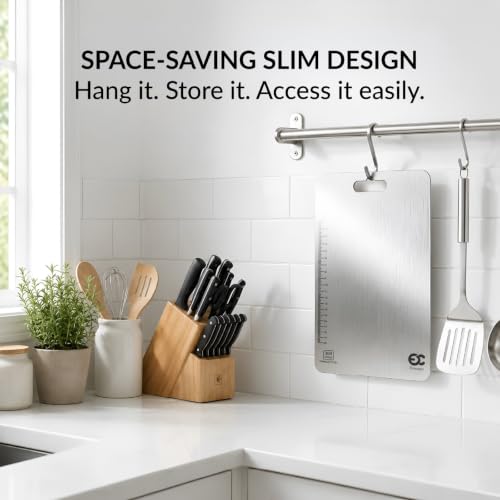 Image of EVERCREST Stainless Steel Chopping Board for Vegetables and Meat | HYGIENIC, Odor Free, Rust Resistant Cutting Board | Easy Clean Kitchen PREP Board for Daily Cooking