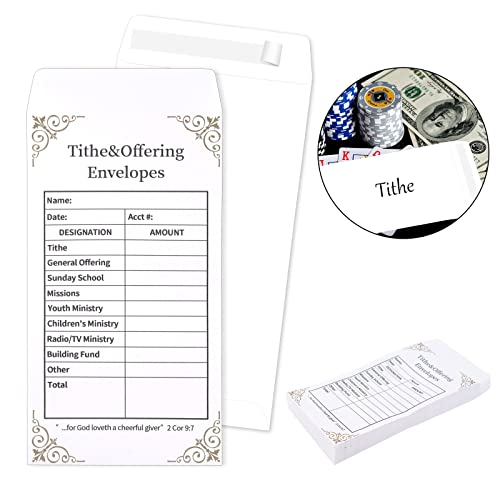 200 Count Tithe Envelopes for Church Tithe and Offering Envelopes for Religious Church Envelopes for Tithe and Offering Self Seal Church Offering Tithe Donation Envelopes 6.5\'\' x 3.5\'\'