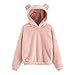 BIBOKAOKE Damen Fleece Pullover mit Bärenohren Sweatshirt Kapuzenpullover Damen Teenager Mädchen Herbst Winter Teddy-Fleece Hoodie Flauschig Oberteil Langarmshirt Tops Jumper Bluse
