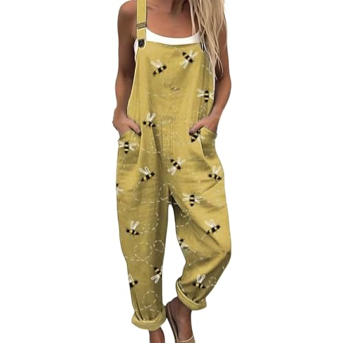 Combinaison salopette femme abeille à bretelles réglables et jambes longues