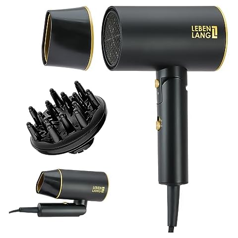 LEBENLANG Ionic Hair Dryer 1875W - Compact, Portable, Lightweight, with Diffuser and Bag for Travel Cover