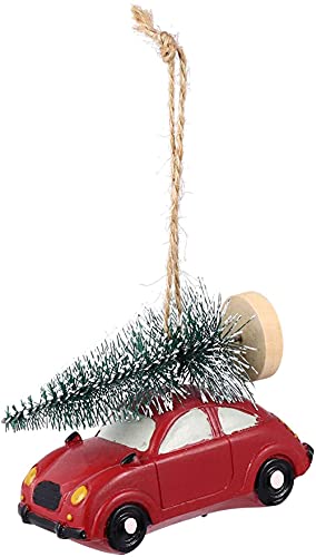 Modelo de caminhão vermelho vintage de natal com mini-árvore de natal estatueta de carro de metal br