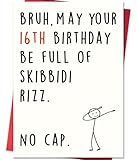 Smithtuy Funny 16th Birthday Card for Boys Girls,Sweet 16 Birthday Gifts for Her Him,16 Year Old Birthday Gifts & Decorations for Daughter Son Niece Nephew Teenagers with Gen Z Slang Meme Design