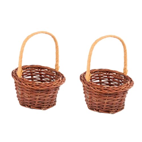 PAMINGONO 2 Stück Mini Rattan Körbchen Handgeflochten Miniatur...