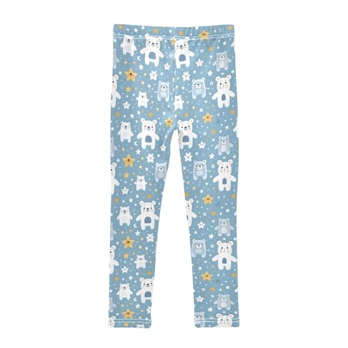 Cute Bear with Star Girls Leggings Kids Yoga Pants Athletic Tights Pants 4-10 Years2
