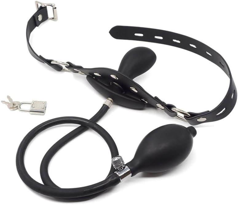 Bondage Masters Ball Gag Latex and Silicone Inflatable Mouth Gag Lockable