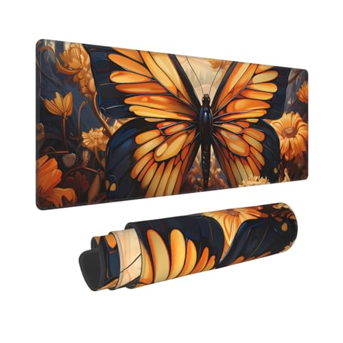 Tapis de clavier avec bords cousus de précision design orange et jaune - 2