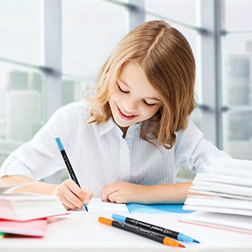 Guobinfen Dual Tip Brush Marker Pens, Fine Tip Markers & Brush Highlighter Pen Set Of 25 Colors For Adult & Kids Coloring Books, Calligraphy, Hand Lettering, Paint Markers, Colored Pens For Journaling #TOP5