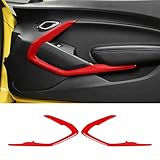 Interior V Door Panel Trim Cover Frame Decoration Interior Accessories for Chevrolet Camaro 2016-2023,Red