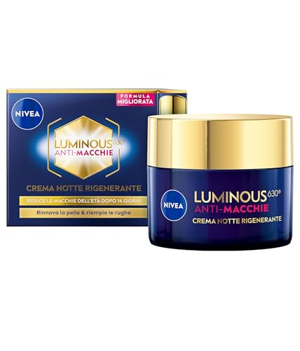 NIVEA Luminous630 Anti-Macchie Crema Notte Rigenerante 50 ml, Crema viso antirughe e antimacchia, Crema viso Acido Ialuronico e Thiamidol brevettato, Crema antimacchie viso per una pelle rinnovata