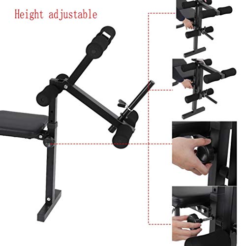 HUZONG Foldable Olympic Workout Weight Bench with Squat Barbell Rack, Adjustable Press Incline Bench, Preacher Pad, Leg Extension, Strength Training Weightlifting Fitness Equipment for Home/Office/Gym