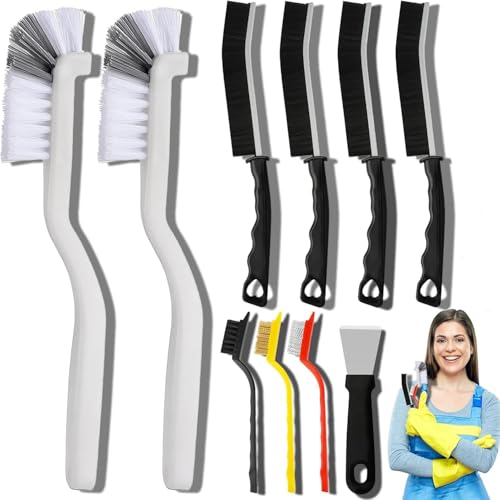 10PCS Crevice Cleaning Brush Set - Hard Bristle Crevice Cleaning Brush Tool, Multifunctional Gap Scrub Brush for Home, Bathroom, Kitchen, Window Track, Bathtub, Vehicle, Faucets, Bowl, Teapot, Cup