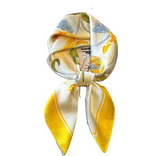 Women's Lightweight and Fashionable Neck Scarf Simple Retro Printed Small Square Towel