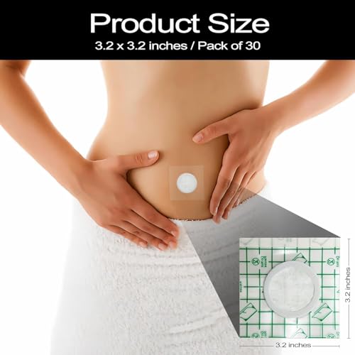 30pcs Disposable Castor Oil Patches, PU Film, Organic Cotton, Self-Adhesive for Belly Button, Anti-Leakage,Portable Castor Oil Pack Wrap for Sensitive Skin (No Oil Included)