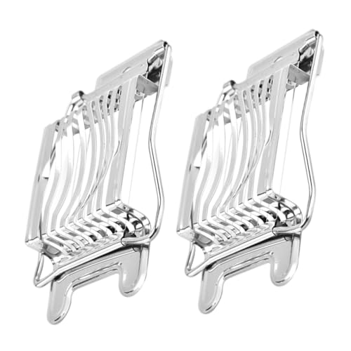 PRETYZOOM 2Pcs Stainless Steel Egg Slicer Heavy Duty Kitchen Tool for Boiled Eggs Soft Fruits Vegetables Wire Cutter for Uniform Slices Kitchen Gadget