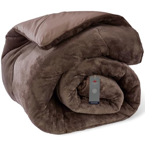 アイリスプラザ 掛け布団 シンサレート 充填量1.5kg 軽くてあったか 高保温・断熱性 洗濯機OK 高機能中綿素材シンサート使用 暖かさを逃さない掛布団 超極細マイクロファイバー繊維 フランネル生地 シングル モカブラウン