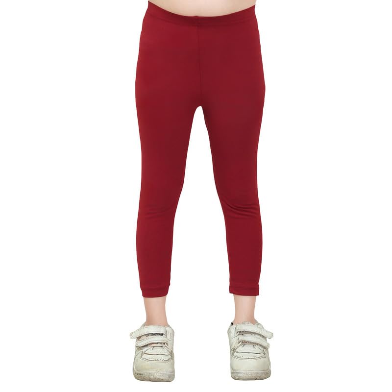Image of ONE SKY Girls Ankle Length Leggings, Breathable Kids Wear, Versatile Tights for Girls, Stretchable, Easy to Care Slacks, Comfort Girls Leggings