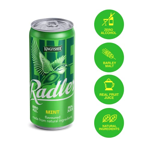 Image of Kingfisher Radler - Mint - Non-Alcoholic Malt Drink, Pack of 6 x 300 ml Can