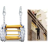 Fire Escape Rope Ladder - 16.4ft Flame Resistant Emergency Evacuation Ladder with Hook Carabiner for Kids & Adults, Ideal for 2-6 Story Fire Rescue Safety