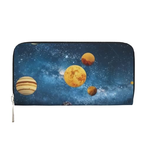 Milky Way Image Printed Zip Around Long Wallet For Women Men Pu Leather Clutch Purse,Card Holder, Coin Pocket Stylish Travel Leather Billfold For Daily Use & Gifting