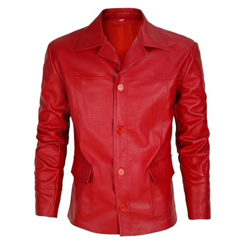Men's Fashion Red Leather Jacket Classic Club Jacket2
