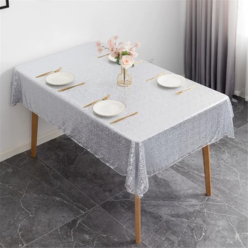 Nappe brodée paillettes tissu polyester résistant rides couverture table dîner - 6
