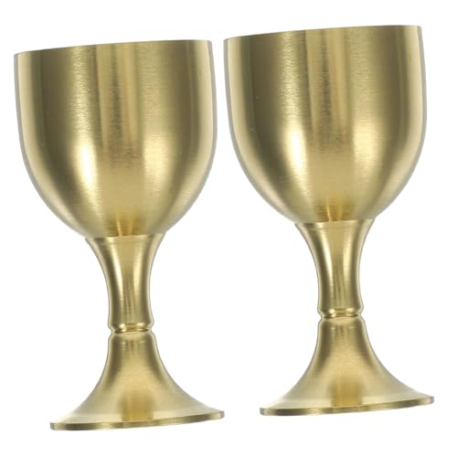 OUNONA 2pezzi Calice in Metallo Vintage Tazza Buddista Decorativa Tazza Per Offerte Multifunzione in Lega Di Rame Piedini Adatta Per Casa Tè Tempio e Regali