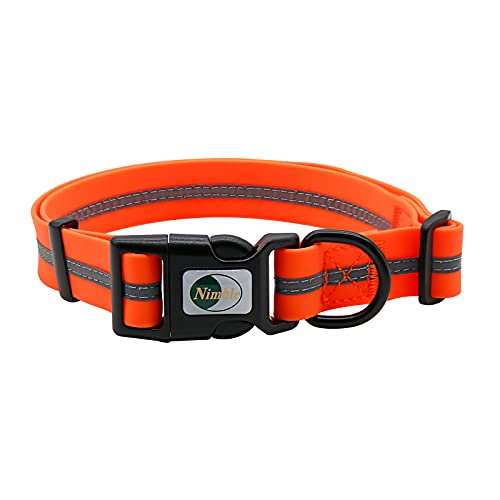 Image of Nimble Reflective Waterproof Dog Collar Adjustable Odor Resistant Easy Clean Pet Collar for Small Medium Large Dogs Night Walking Outdoor Rainy Use (Medium (11.81 inch-18.5 inchinches), Orange)