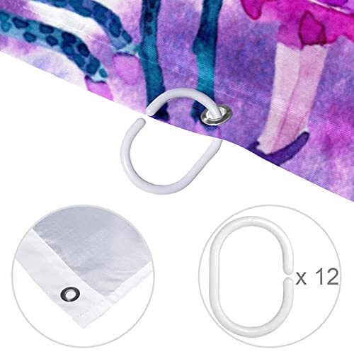 Rideau de douche imperméable 183x183cm fleurs licorne aquarelle - 5