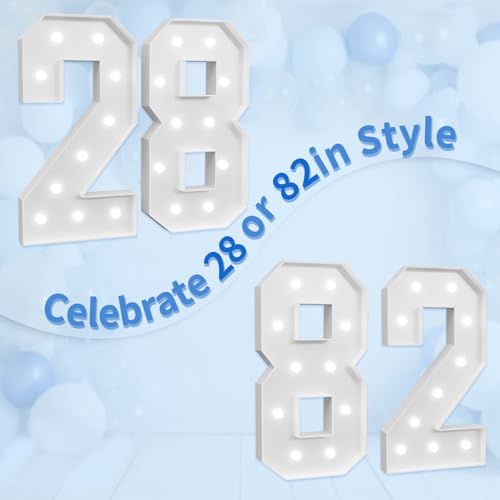 Image of imprsv Marquee Numbers Large 28th-Birthday Decorations: 4ft Light Up Number