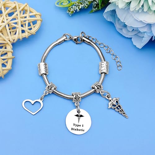 Mwphuy Medical Alert ID Bracelets for Women Type 1 Diabetic Gifts Inspirational for Women Diabetes Awareness Gifts Diabetes Doctor Specialist Endocrinology Gift Medical Alert Emergency Bracelet3