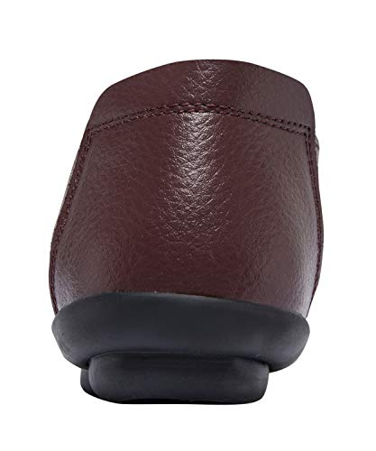 Image of Women's Slip-On Loafers, Comfortable Leather Walking Flats with Memory Foam Insole, Anti-Slip Casual Shoes for Work Office Driving