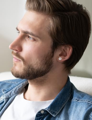 WSSXC 20G Hypoallergenic Flat Back Earrings for Women Men Silver 14K Gold Stainless Steel Stud Earrings Brithstone Cubic Zirconia Studs Surgical Steel Cartilage Earrings for Sensitive Ears3