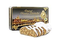 Backstube Sven Hennig 1000 g handgemachter Original Dresdner Christstollen® in Aluminium-Geschenkdose Motiv Canaletto bei Nacht
