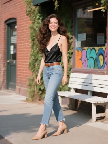 Image of JOY IN LOVE Women's Pointed Toe Chunky Block Heel Pumps